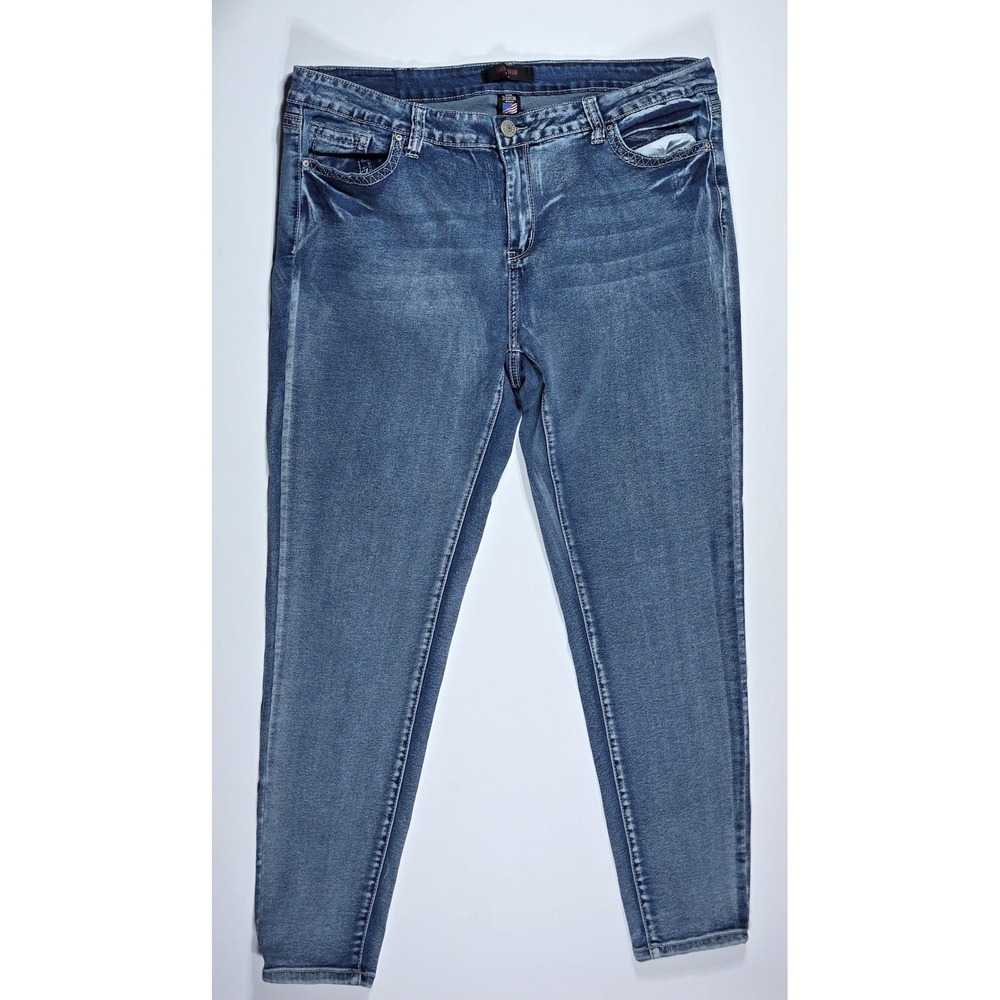 Jack David Jeans Womens 20 Blue Medium Wash Skinny Stretch Denim Flap Pocket